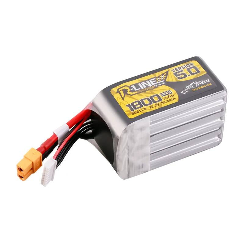 Tattu R-Line Version 5.0 1800mAh 22.2V 150C 6S LiPo-batteri med XT60-stik