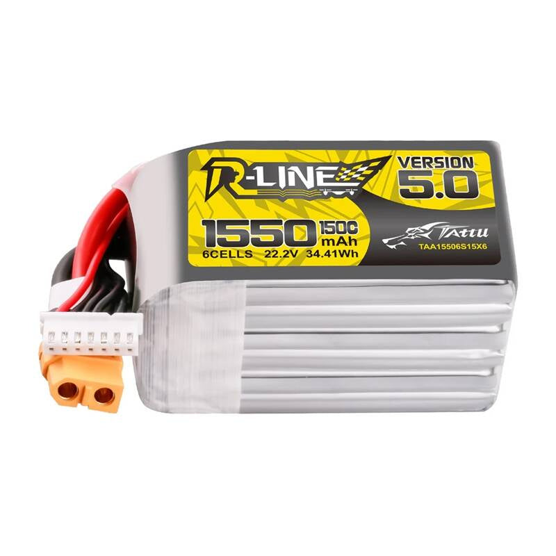 Tattu R-Line Version 5.0 1550mAh 22.2V 150C 6S LiPo-batteri med XT60-stik