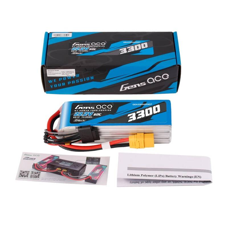 Gens Ace G-Tech 3300mAh 22.2V 60C 6S1P LiPo-batteri XT90