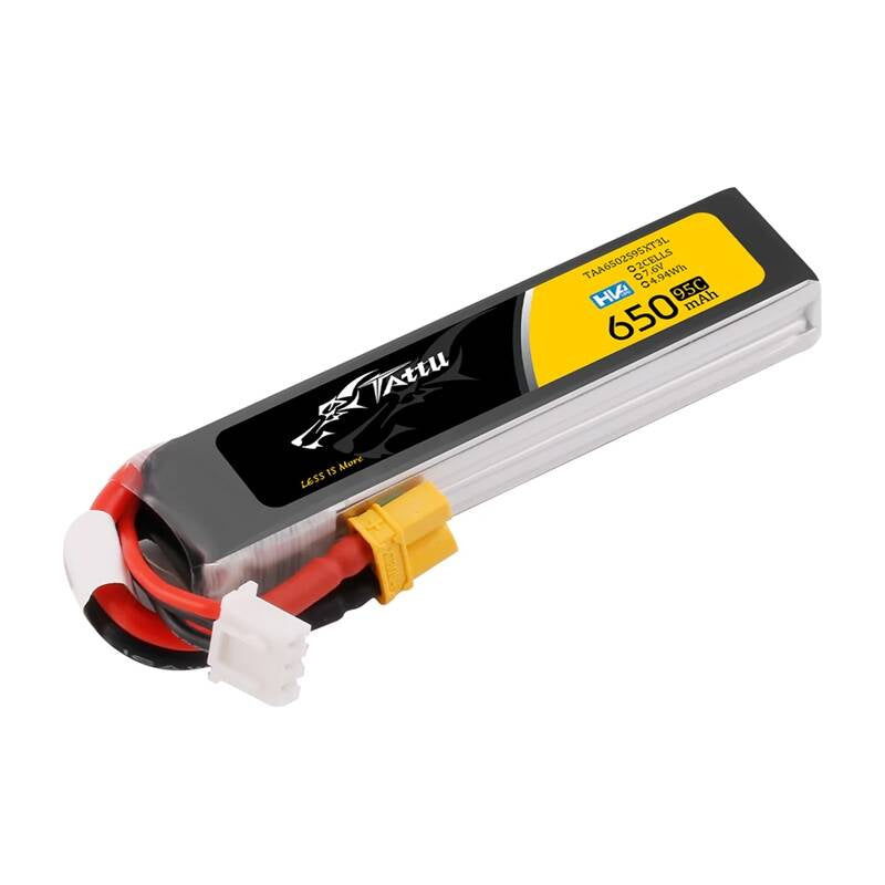 Tattu 2S 650mAh 95C 7.6V HV LiPo-batteri med XT30 Long-Pack