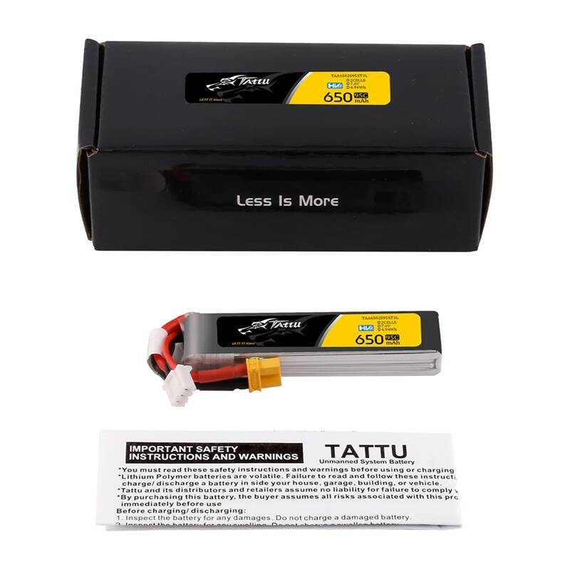 Tattu 2S 650mAh 95C 7.6V HV LiPo-batteri med XT30 Long-Pack