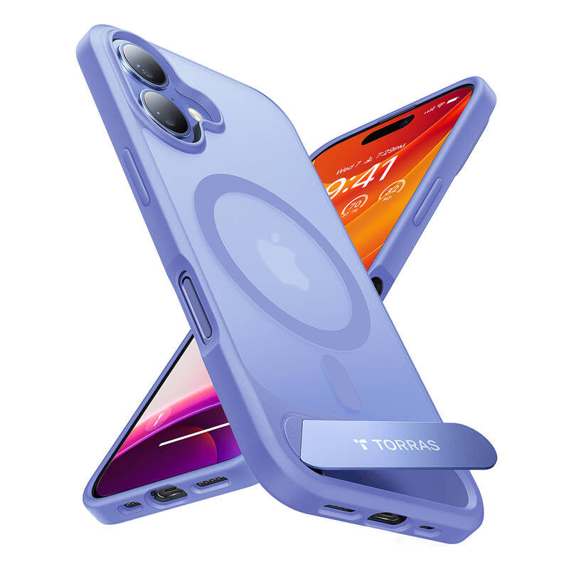 Torras Pstand Series cover til iPhone 16 (blå)
