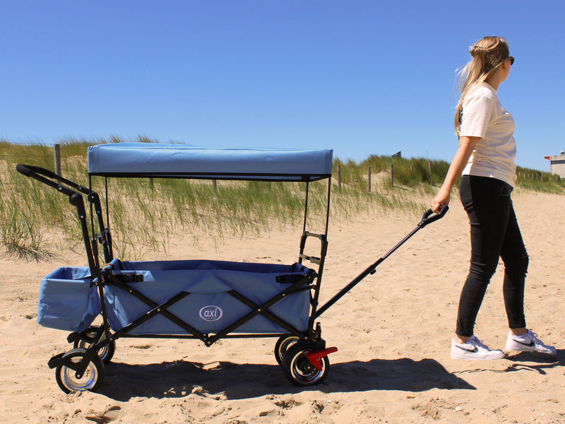 AXI AB210 sammenklappelig Strandvogn med tag, taske, bremse og styr - Blå