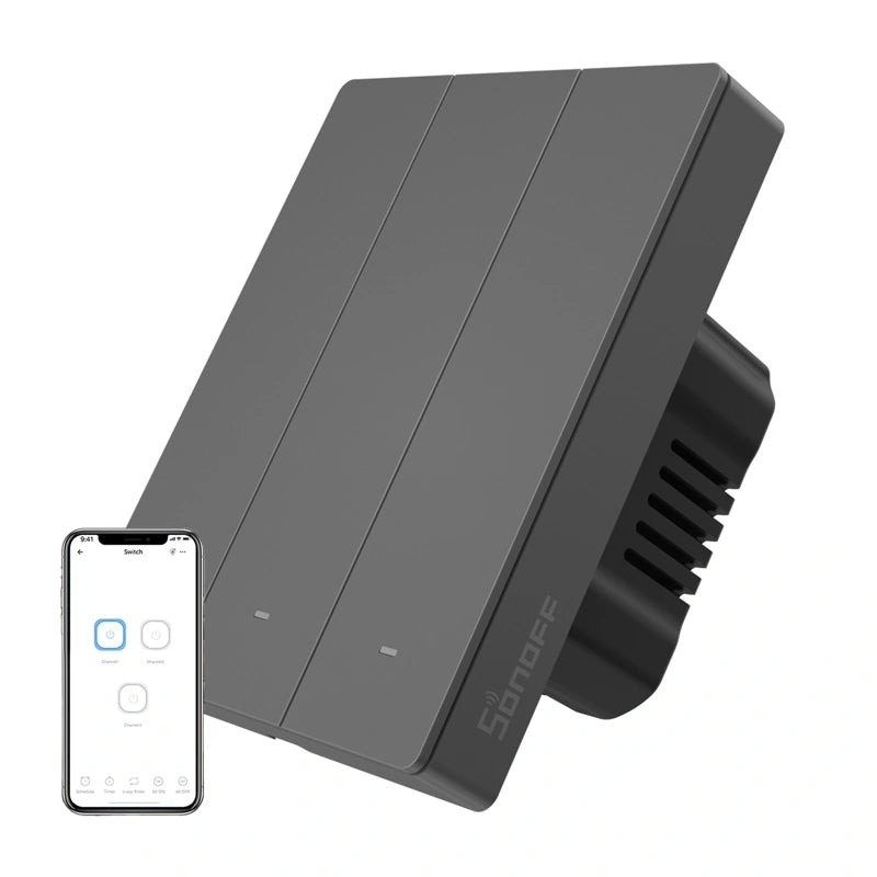 SONOFF M5-3C-80 smart WiFi-vægkontakt (3-kanals, indbygning, grafit)