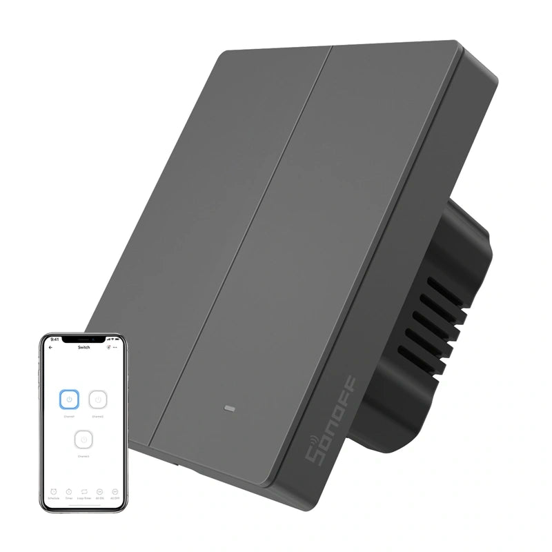 SONOFF M5-2C-80 smart Matter over WiFi-vægkontakt (2-kanals, til ramme, grafit)