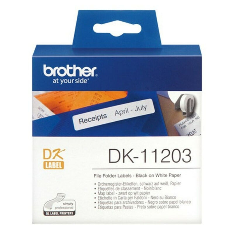 Lamineret tape til mærkningsmaskiner Brother DK11203 Hvid