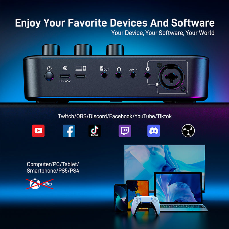 MAONO Maonocaster G1 NEO lydmixer til gamestreamere