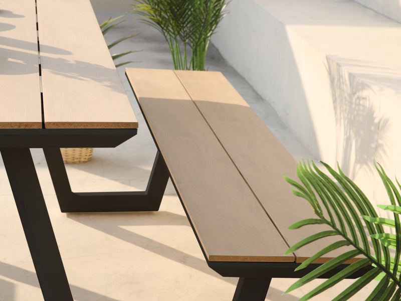 AXI Nori Picnicbord med 2 bænke - Antracit/Teak-look Polywood