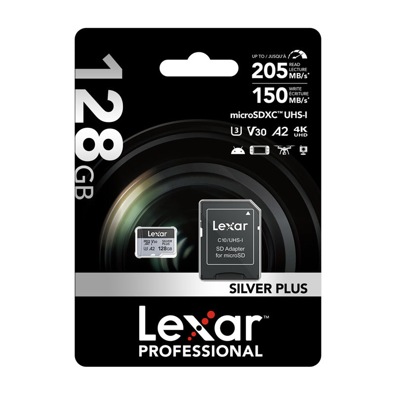 Lexar High-Performance Silver Plus microSDXC hukommelseskort 128 GB med adapter