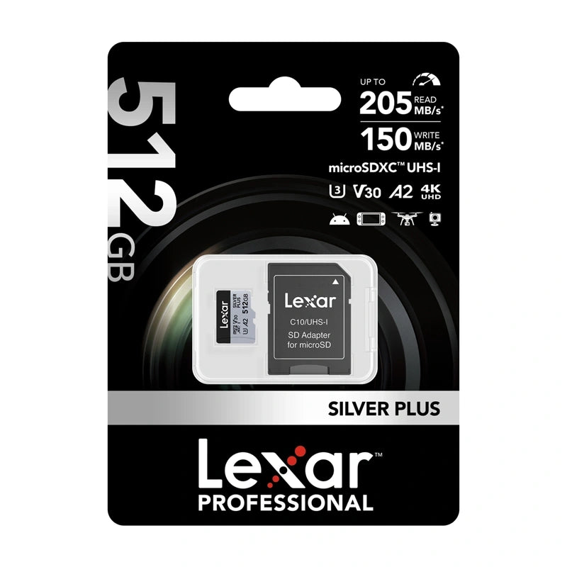 Lexar High-Performance Silver Plus microSDXC 512GB hukommelseskort + adapter