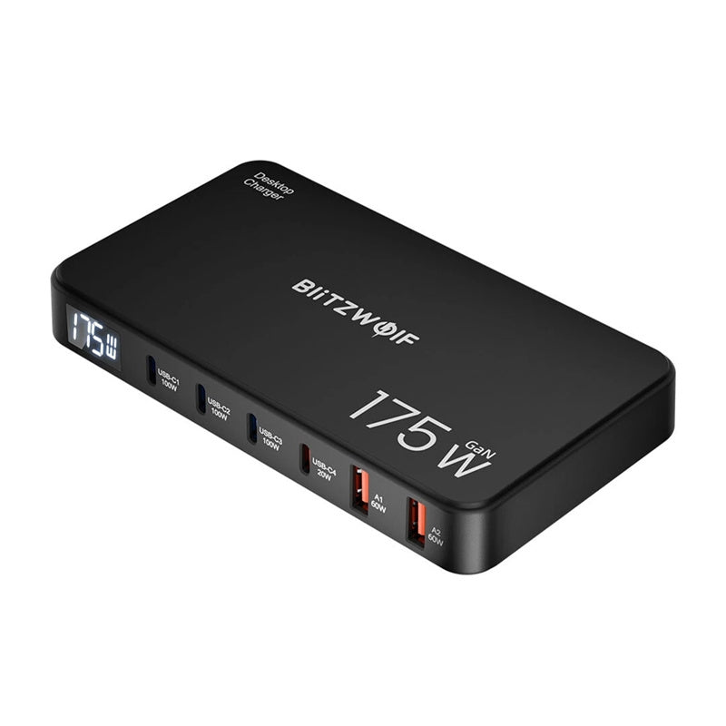Blitzwolf BW-S30 6-i-1 ladestation 4x USB-C + 2x USB 175W