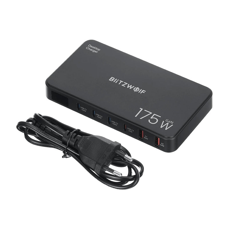 Blitzwolf BW-S30 6-i-1 ladestation 4x USB-C + 2x USB 175W