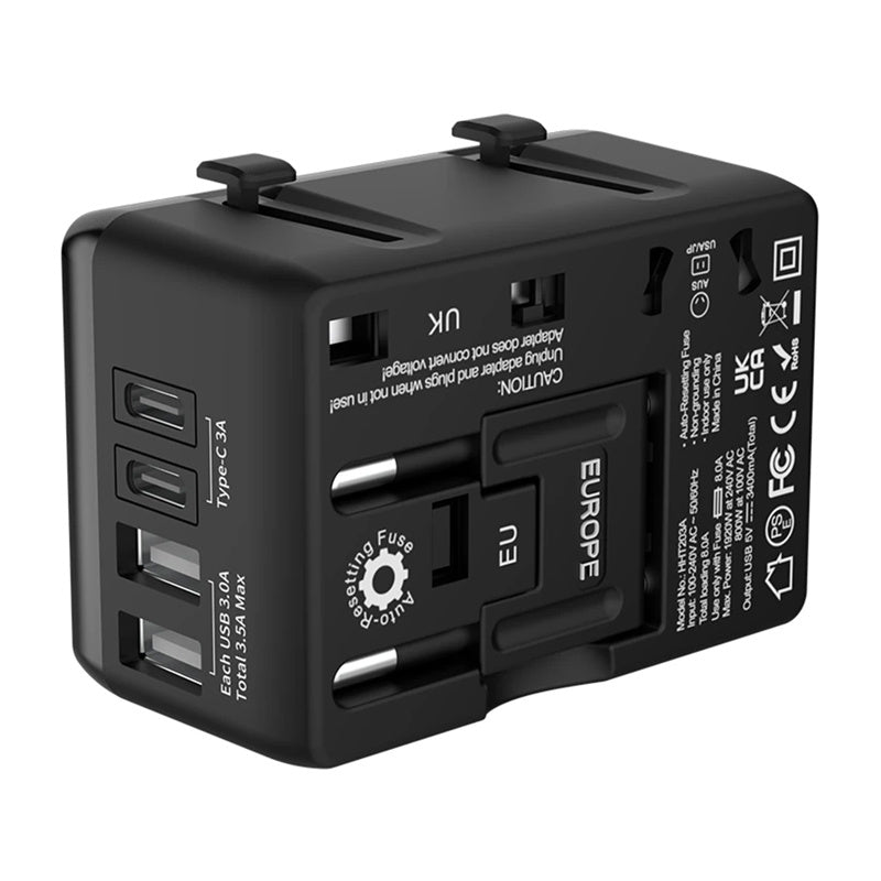 Blitzwolf BW-TA1 4-i-1 rejseadapter 2x USB + C + PD 20W
