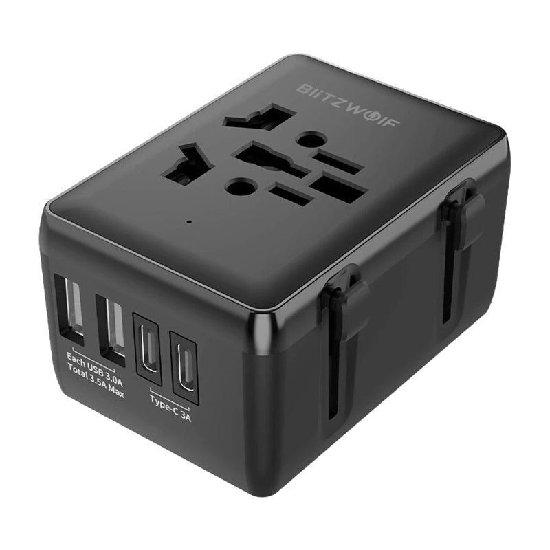 Blitzwolf BW-TA1 4-i-1 rejseadapter 2x USB + C + PD 20W