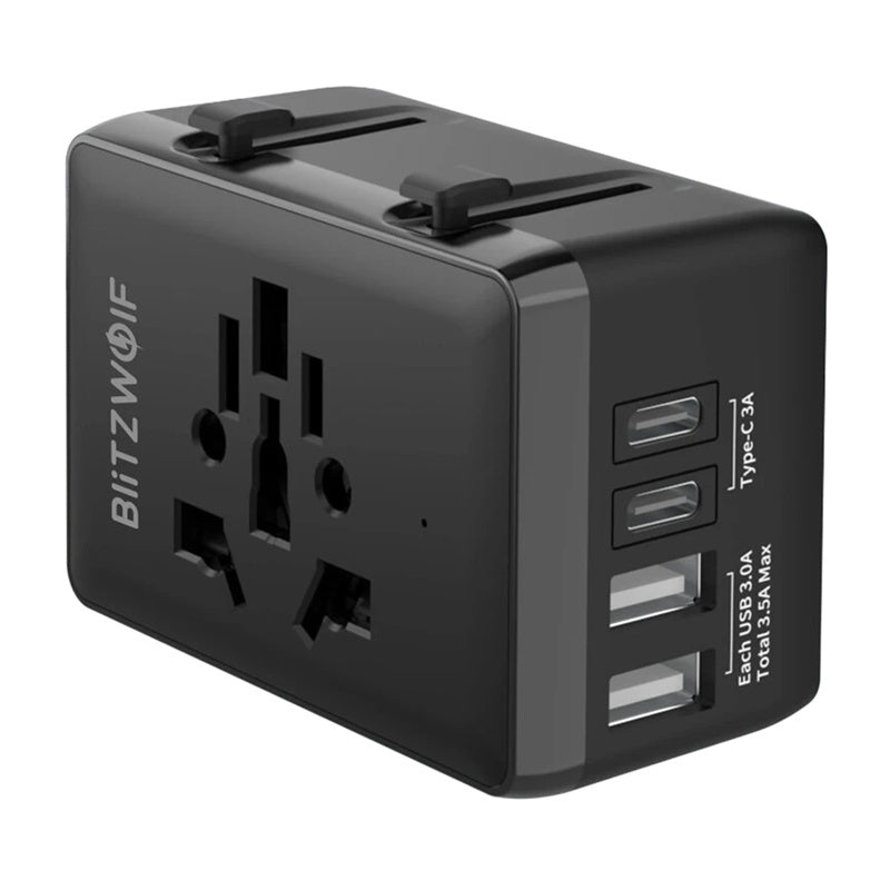 Blitzwolf BW-TA1 4-i-1 rejseadapter 2x USB + C + PD 20W
