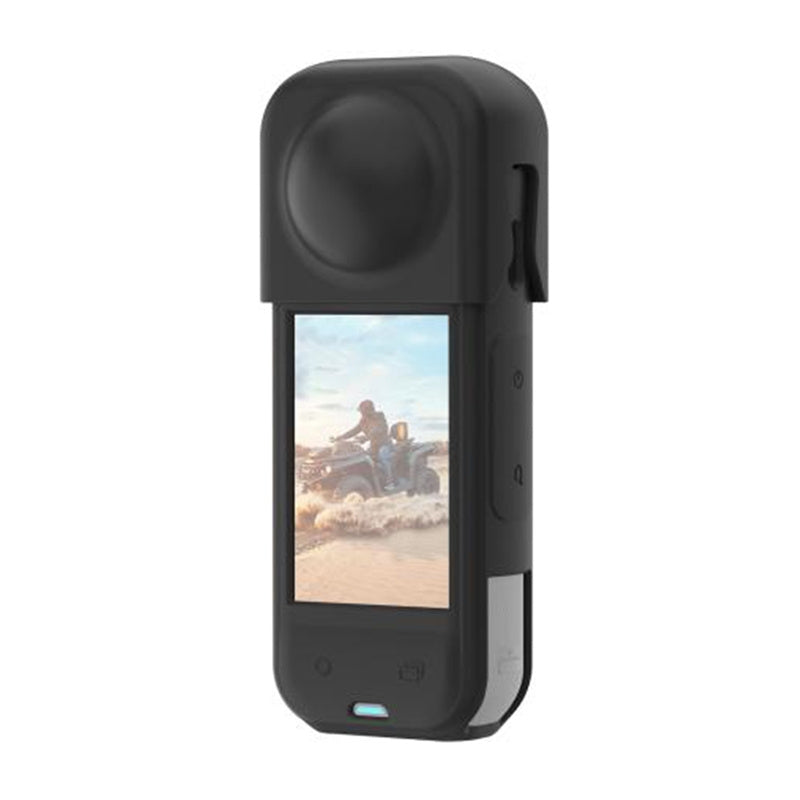 PULUZ beskyttelsesetui i silikone med objektivdæksel til Insta360 X5 (sort)