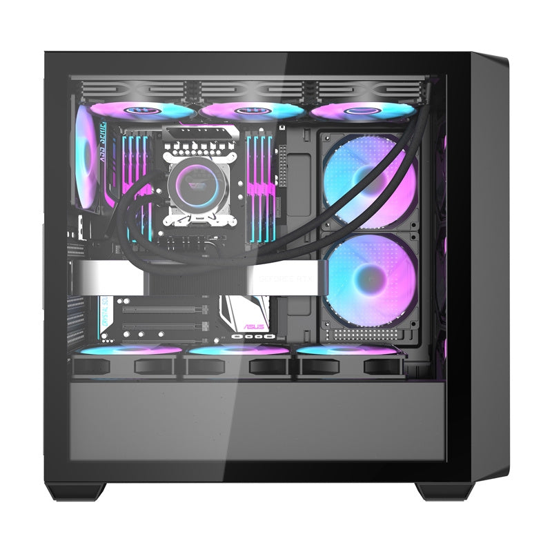 Darkflash DS900WD PC-kabinet (sort) + 4 blæsere