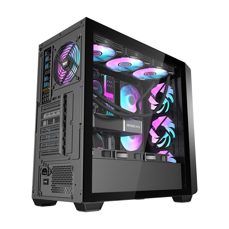 Darkflash DS900WD PC-kabinet (sort) + 4 blæsere