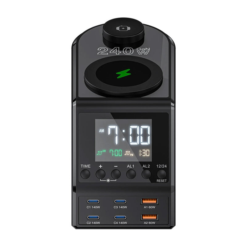 Blitzwolf BW-FW10 vækkeur med lader 2x USB-A, 4x USB-C, 240W