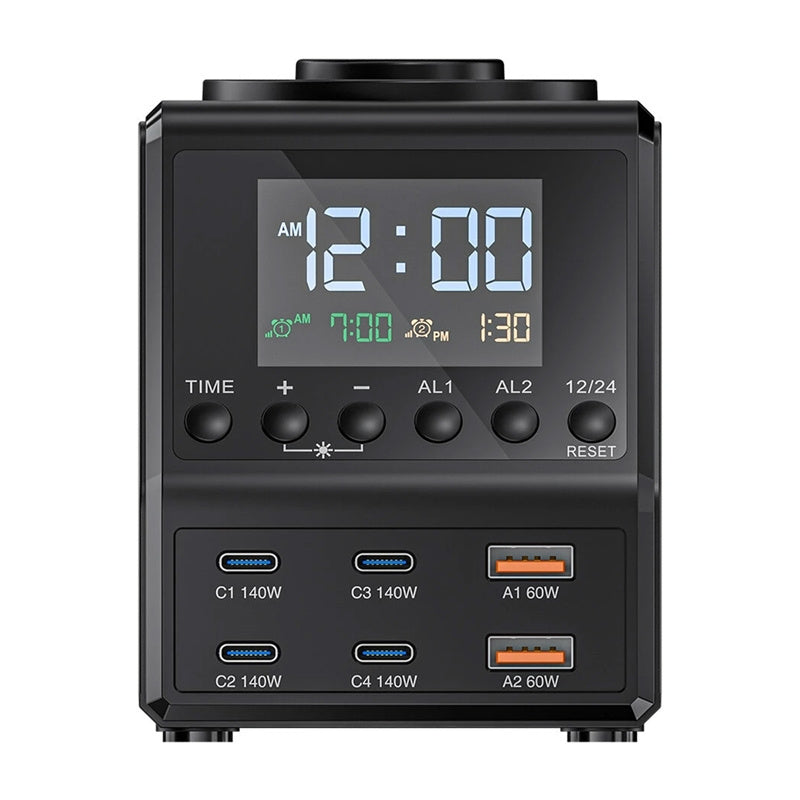 Blitzwolf BW-FW10 vækkeur med lader 2x USB-A, 4x USB-C, 240W