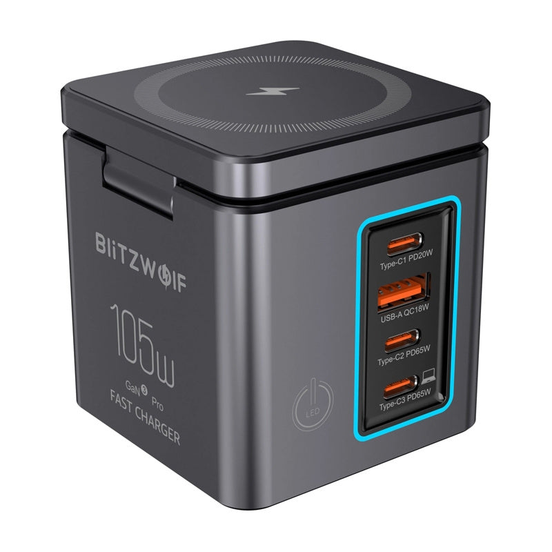 Blitzwolf BW-i113 GaN netlader USB-A, 3x USB-C, 105W