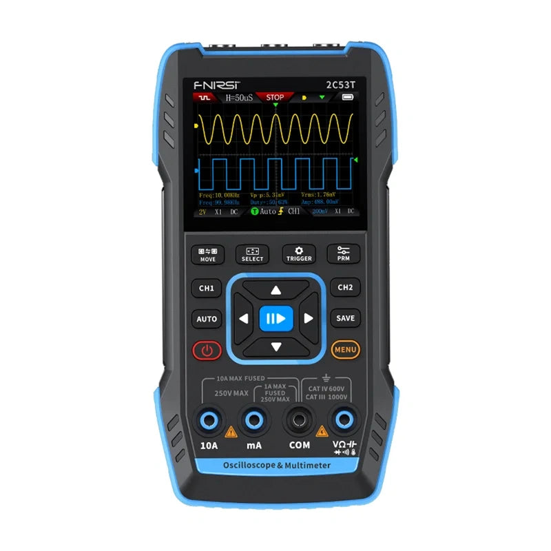 FNIRSI 2C53T bærbart 3-i-1 oscilloskop, multimeter og signalgenerator