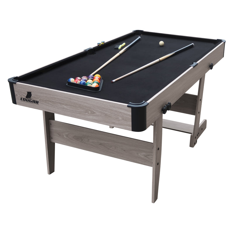 Cougar Hustle XL sammenklappeligt Poolbord - Oak/Sort