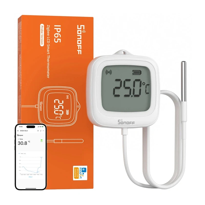 Sonoff SNZB-02LD ZigBee temperatursensor med LCD (med føler)