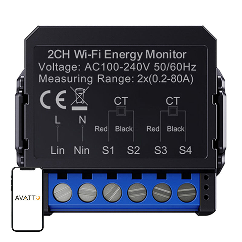 Avatto WPM16-2 smart tovejs-energimåler, WiFi