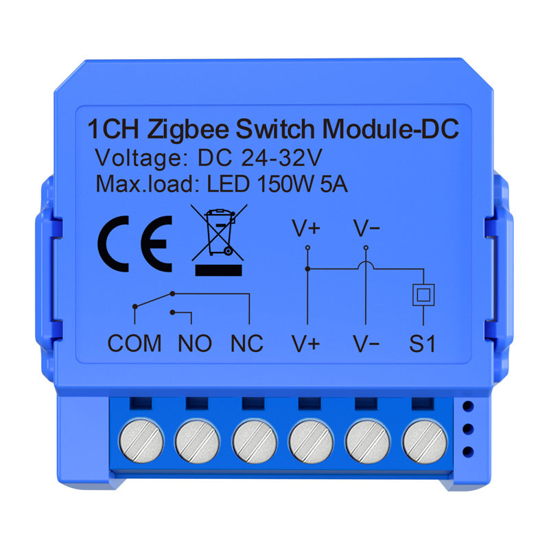 Avatto ZWSM16-DC32V-1 1-kanals ZigBee-kontaktmodul med potentialfri kontakt