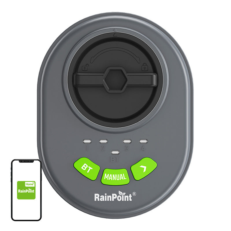 RainPoint sprinklerstyring med 4 zoner, app og Bluetooth