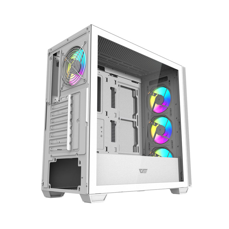 Darkflash DS900WS PC-kabinet (hvid) + 4 ARGB-blæsere