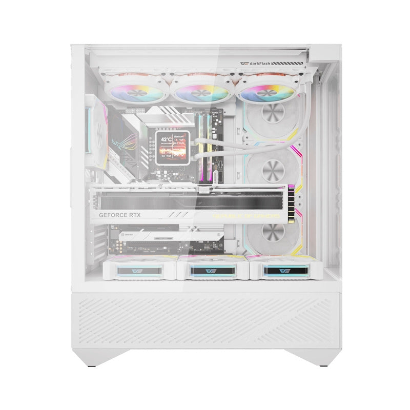 Darkflash DY460 PC-kabinet (hvid) + 4 ARGB-blæsere