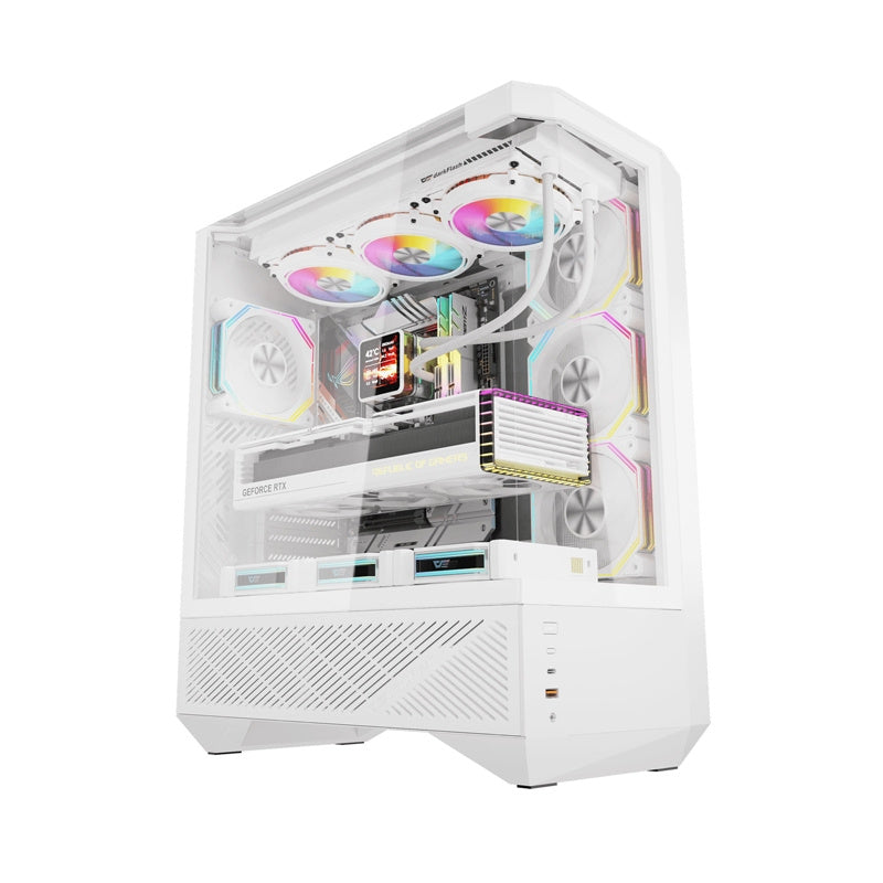 Darkflash DY460 PC-kabinet (hvid) + 4 ARGB-blæsere