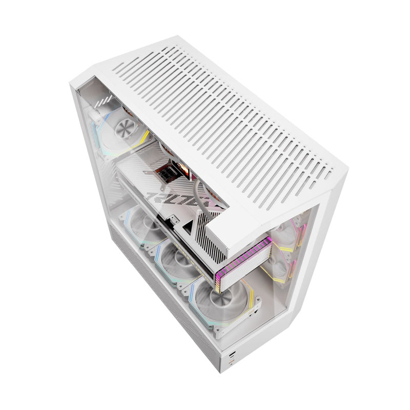 Darkflash DY460 PC-kabinet (hvid) + 4 ARGB-blæsere