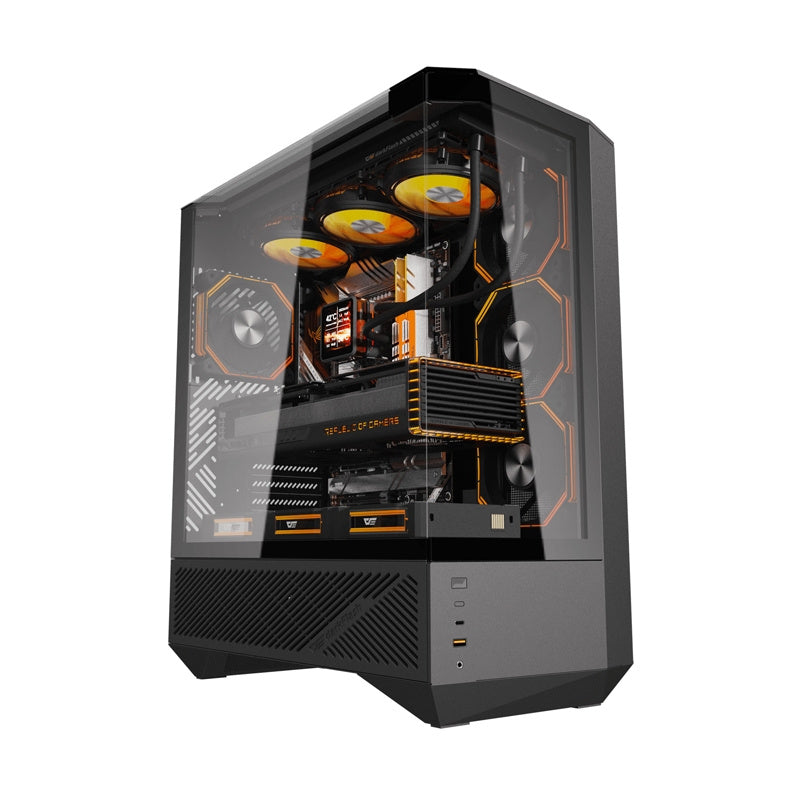 Darkflash DY460 PC-kabinet (sort) + 4 ARGB-blæsere