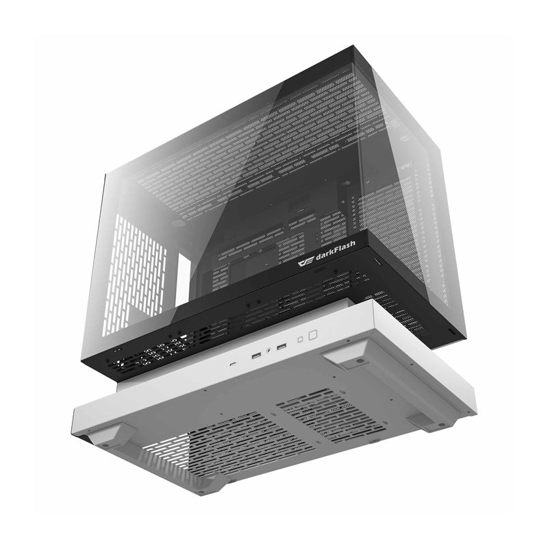 Darkflash F1 PC-kabinet (hvid) + 6 ARGB-blæsere