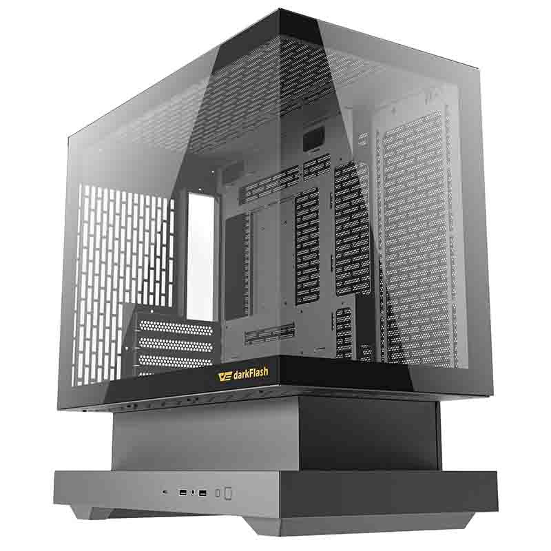 Darkflash F1 PC-kabinet (sort) + 6 ARGB-blæsere