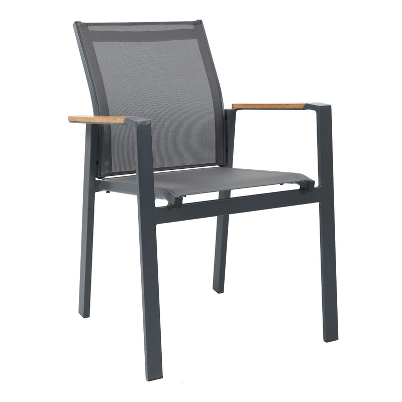 AXI Alva Aluminium Havestole Antracit/Teak – Sæt med 2 stk.