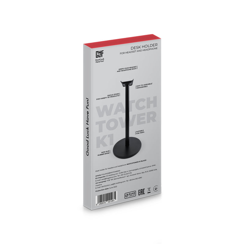 FragON - Watchtower K1 headset- og hovedtelefonholder, sort