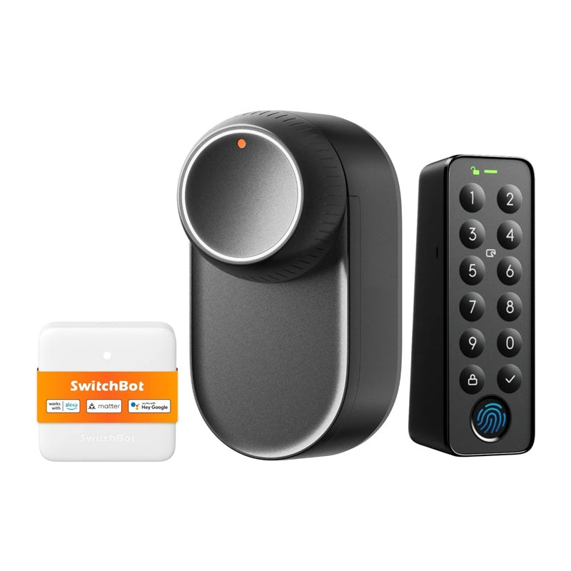 SwitchBot Ultra 3-i-1 smart lås med Hub Mini Matter-kontrolpanel og Keypad-tastatur
