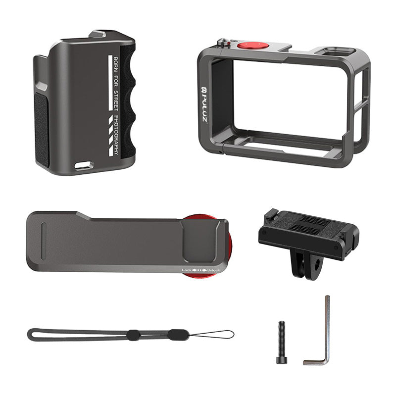 Puluz beskyttelsesetui i metal med håndtag til DJI Osmo Action 5 Pro / Action 4 / Action 3
