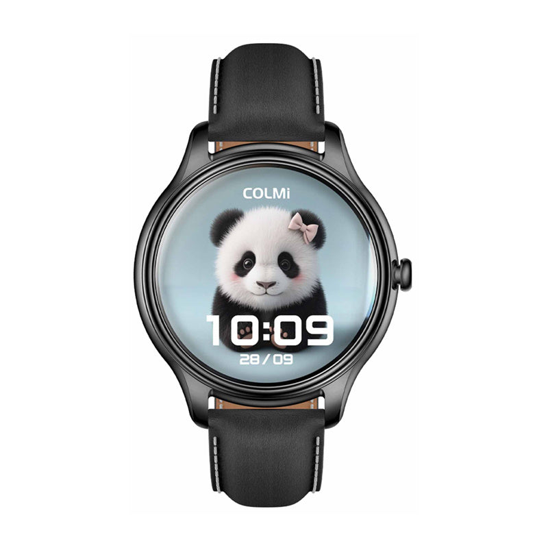 COLMI L28 smartwatch (sort silikone + sort læderrem)