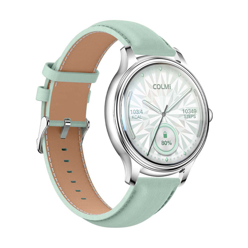 COLMI L28 smartwatch (sølvgrøn + grøn læderrem)