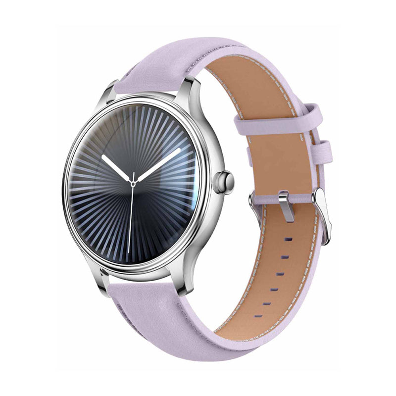 COLMI L28 smartwatch (sølvlilla + lilla læderrem)