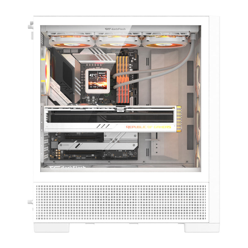 DarkFlash AIRNOVA computerkabinet (hvid) + 3 ventilatorer