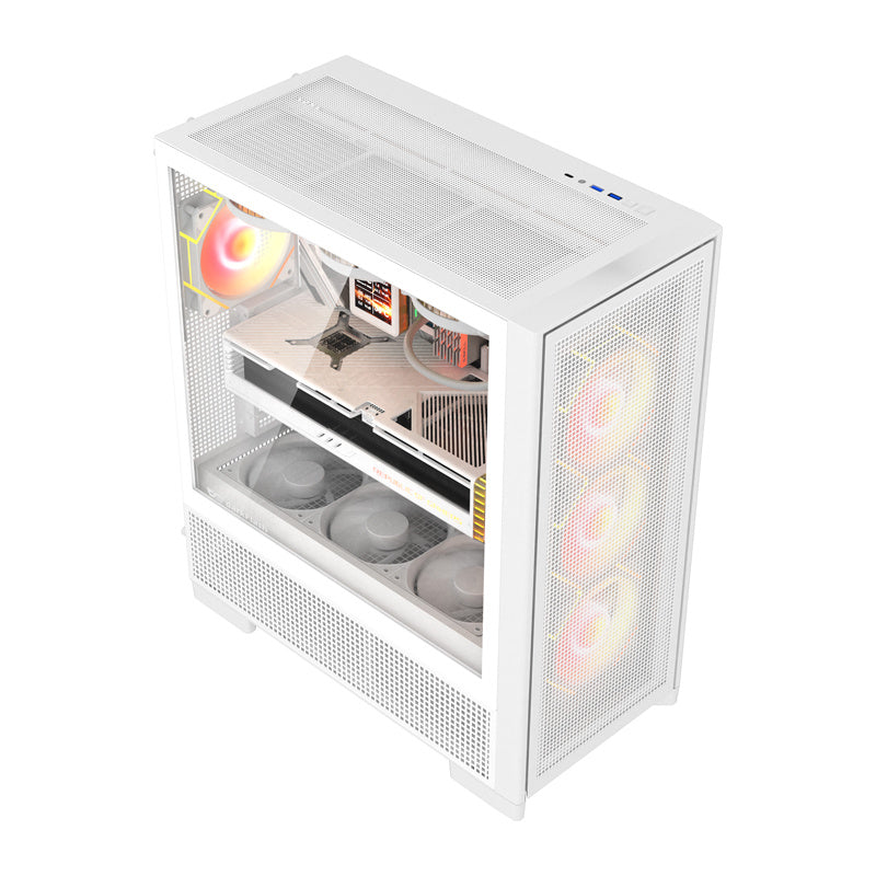 DarkFlash AIRNOVA computerkabinet (hvid) + 3 ventilatorer