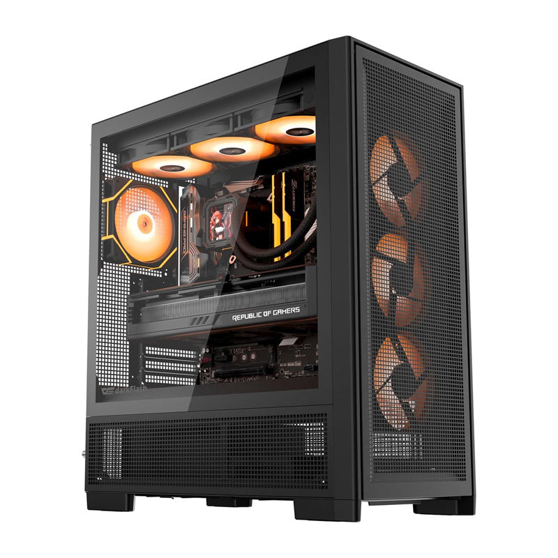 DarkFlash AIRNOVA computerkabinet (sort) + 3 ventilatorer