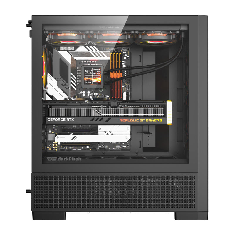 DarkFlash AIRNOVA computerkabinet (sort) + 3 ventilatorer