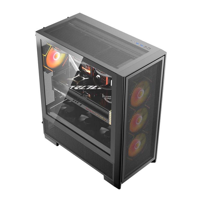 DarkFlash AIRNOVA computerkabinet (sort) + 3 ventilatorer